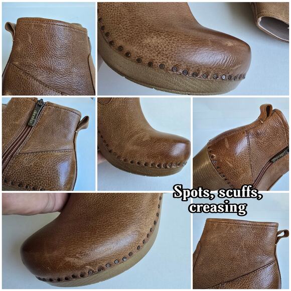 Dansko Sarah Boots Size EU36 US 5.5-6 Brown Leather Side Zip Heeled Ankle Bootie - Picture 8 of 13